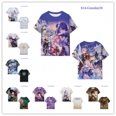 10 Styles Genshin Impact Japanese Cartoon Color Printing Cosplay Anime T-shirt