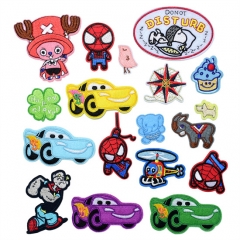 19 Styles Marvel Spider Man Cars One Piece Decorative Cute Pattern Anime Cloth Patch