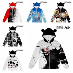 10 Styles Tokyo Ghoul Cosplay 3D Digital Print Anime Hoodie With Zipper