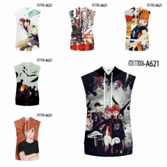 10 Styles Haikyuu Cosplay 3D Digital Print Anime Sleeveless T-shirt  With Hood
