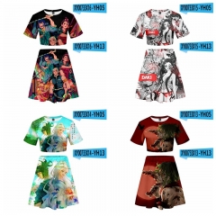 10 Styles Demon Slayer: Kimetsu no Yaiba Cosplay 3D Digital Print Anime T-shirt And Skirt Set