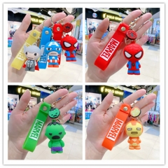 5 Styles Marvel Series Spider Man/Captain America/The Thor/Iron Man/The Hulk/Iron Man Cosplay Cartoon Character Anime Figure Keychain