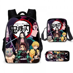 23 Styles Demon Slayer: Kimetsu no Yaiba Polyester Canvas School Student Anime Backpack+Shoulder Bag+Pencil Bag(set)