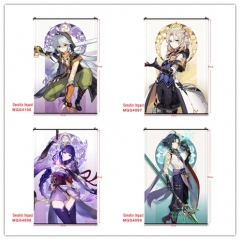 4 Styles Genshin Impact Waterproof Anime Wallscrolls Game Cosplay Cartoon Wall Scrolls Decoration 60*90cm