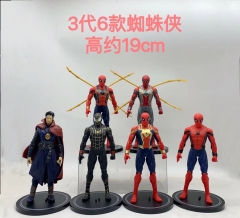 6Pcs/Set 19cm Spider Man 3 Generation Cartoon Character Model Toy Anime PVC Figure Doll