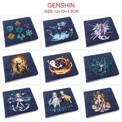 21 Styles Genshin Impact Cosplay Decoration Cartoon Character Anime PU Wallet Purse