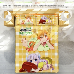 Miss Kobayashi's Dragon Maid Anime Bed Sheet+Quilt Cover+Pillow Covers(4PCS/SET)