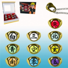 10Pcs/Set Naruto Cosplay Anime Ring Necklace