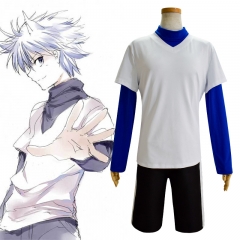 HUNTER×HUNTER Killua Zoldyck Cartoon Character Cosplay T Shirt Shorts Anime Costume Set For Man