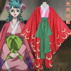 One Piece Kozuki Hiyori Cartoon Character Cosplay Skirt Cloak Kimono Anime Costume Set For Adult