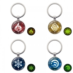7 Styles Genshin Impact Eye of God Alloy Keychain Luminous Material Anime key ring