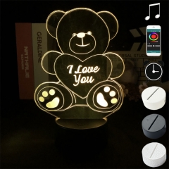 2 Different Bases Bear Anime 3D Nightlight with Remote Control