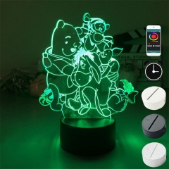 2 Different Bases Disney Pooh Bear Tigger Anime 3D Nightlight with Remote Control