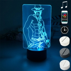 2 Different Bases One Piece Ace Anime 3D Nightlight with Remote Control