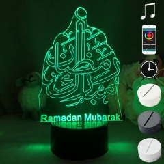 2 Different Bases Ramadan Mubarak Anime 3D Nightlight with Remote Control