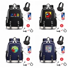 30 Styles Among Us Cosplay Anime USB Charging Laptop Backpack School Bag