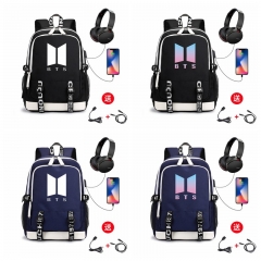 4 Styles K-POP BTS Bulletproof Boy Scouts Cosplay Anime USB Charging Laptop Backpack School Bag