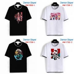 28 Styles Demon Slayer: Kimetsu no Yaiba Pure Cotton Black and White Edge T-shirt Anime Short shirts