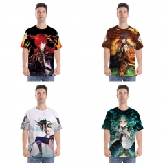 14 Styles Genshin Impact European Code Color Cartoon Pattern T-shirt Anime Short shirts