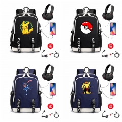 24 Styles Pokemon Cosplay Anime USB Charging Laptop Backpack School Bag