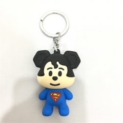 Superman Cosplay Cartoon Character Soft Plastic Decoration Pendant Anime Keychain (Opp Bag)