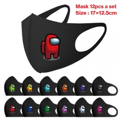 2 Styles 12PCS/SET Among Us Anime mask Cosplay Cartoon Mask Space Cotton Anime Print Mask