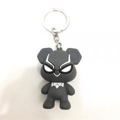 Black Panther Cosplay Cartoon Character Soft Plastic Decoration Pendant Anime Keychain (Opp Bag)