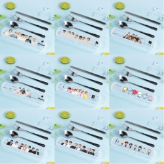 15 Styles K-POP BTS Bulletproof Boy Scouts Tableware Chopsticks+Spoon+Fork