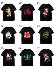 40 Styles Genshin Impact Cosplay Cartoon Pattern Anime Short Sleeve T Shirts