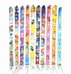 10 Styles Disney Snow White Mermaid Cartoon Long Style Lanyard Anime Phone Strap
