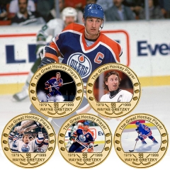 5 Styles Wayne Gretzky Anime Souvenir Coin Souvenir Badge Cartoon Stainless Steel Decoration Badge