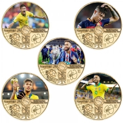 5 Styles Neymar da Silva Santos Júnior Anime Souvenir Coin Souvenir Badge Cartoon Stainless Steel Decoration Badge