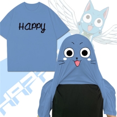 Fairy Tail Happy Funny Pattern Cosplay Color Printing Anime T shirt