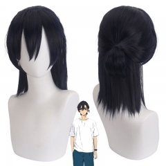 Summer Time Rendering Net Generation Shenping Mixed Black and Blue Style Ball Head Upturned Short Hair Cosplay Anime Wig
