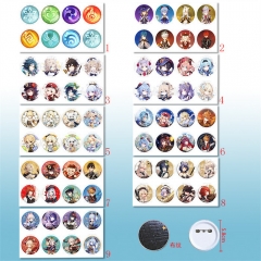 9 Styles 5.8CM 8PCS/SET Genshin Impact Collect Cartoon Anime Brooch and Pin