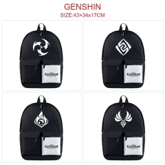 8 Styles Genshin Impact Nylon Waterproof Black Anime Backpack Bag