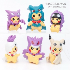 6PCS/SET 7.5CM Pokemon Pikachu Cartoon Character Anime PVC Figure Toy