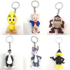 6 Styles Bugs Bunny/Daffy Duck/Furry-ous/Paul Frank/Porky Pig Anime Figure Keychain