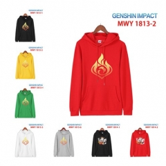 2 Styles 6 Color Genshin Impact Cotton Hooded Anime Long Hoodie Patch Pocket Fleece