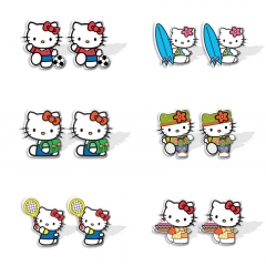 14 Styles Hello Kitty Shrinky Dinks Earrings Anime Plastic Earrings