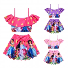 3 Styles Encanto Canvas Cosplay Costume Swimsuit/Swimwear Top+Skirt Set For Children