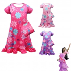3 Colors Encanto Canvas Cosplay Costume Long Dress+Bag For Children