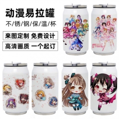 5 Styles LoveLive Cartoon Pop Cans Printing Character Anime Cups 350ML