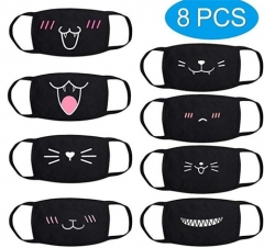8PCS/SET Emoji Fancy Facial Expression Pattern Anime Dust Mask