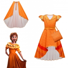 Encanto Canvas Cosplay Costume Dress+Cloak+Bag For Children