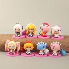 8PCS/SET Re: Zero/Re:Life in a Different World from Zero Cute Design PVC Anime Figure Keychain