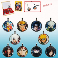 Naruto Cosplay Cartoon Decorative Anime Ring Keychain Pendant Set