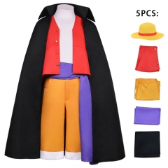 One Piece Luffy Cartoon Character Cosplay Costume Anime Cap Hat+Waist+Cloak +Shorts+Shirt Set