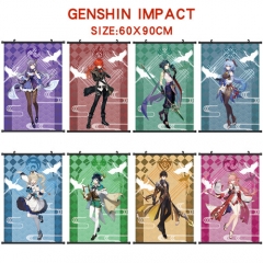 11 Styles Genshin Impact Cartoon Wallscrolls Waterproof Anime Wall Scroll（60*90CM）