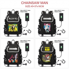 6 Styles Chainsaw Man Canvas Shoulder Anime Backpack Bag Whit USB